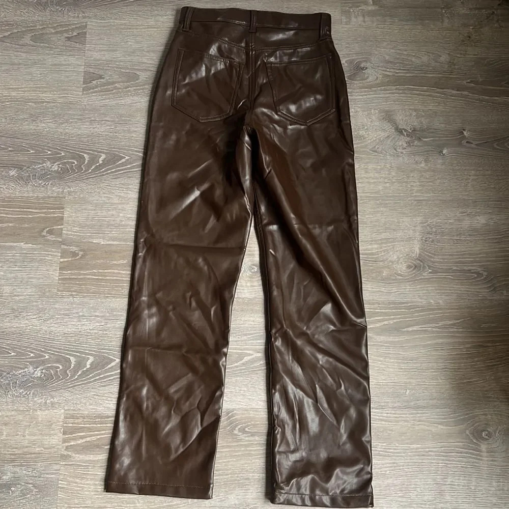 NEW Abercrombie & Fitch Vegan Leather 90s Straight Pant - Picture 3 of 13